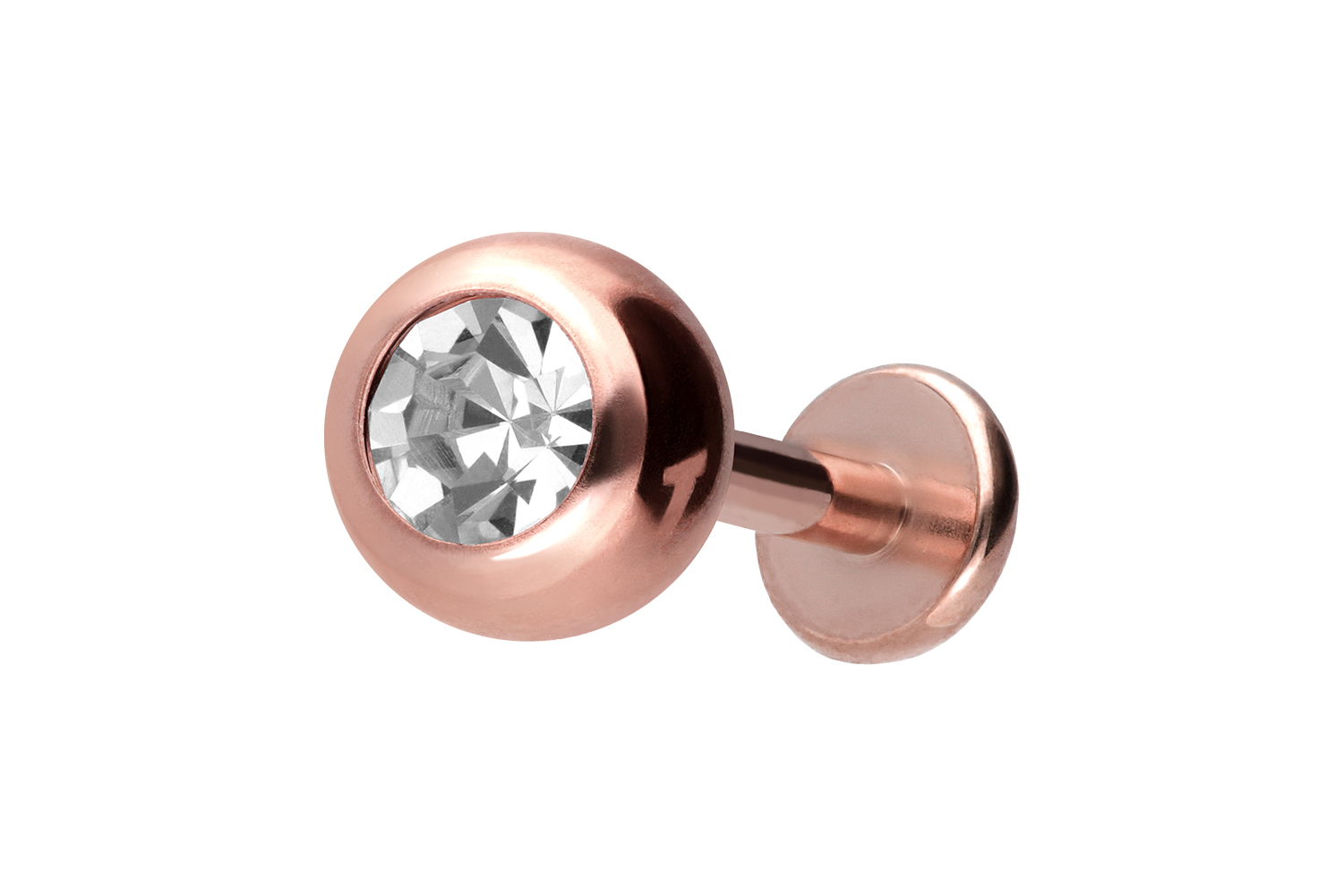 Titan Labret Piercing mit Innengewinde KRISTALL